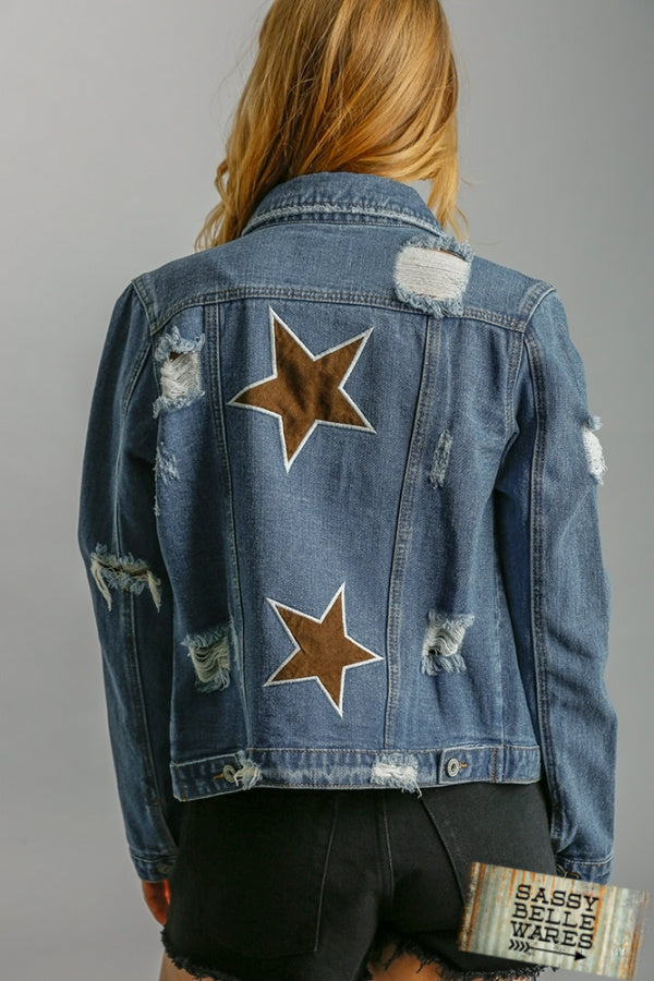 Star Distressed Denim Jacket