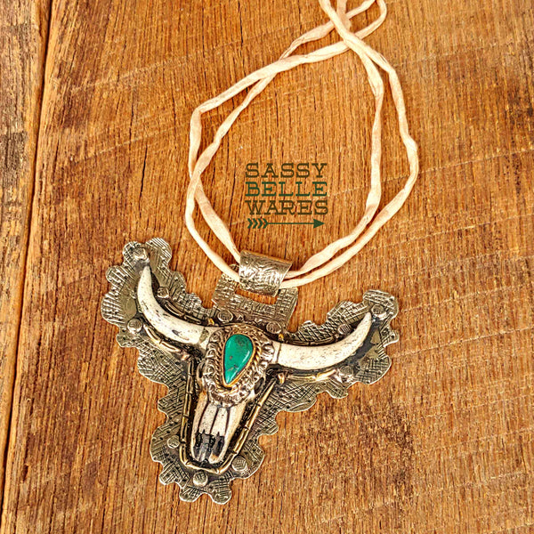Longhorn Silk Cord Statement Necklace