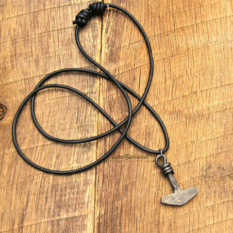 Mens Thors Hammer Leather Necklace