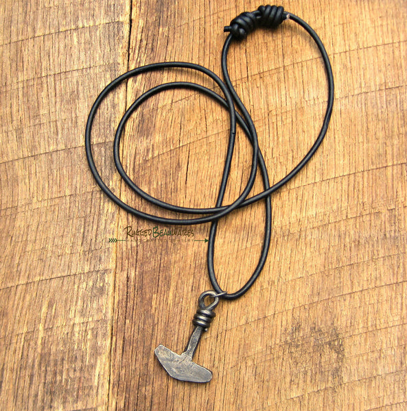 Mens Thors Hammer Leather Necklace