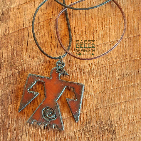 Rustic Thunderbird Leather Necklace
