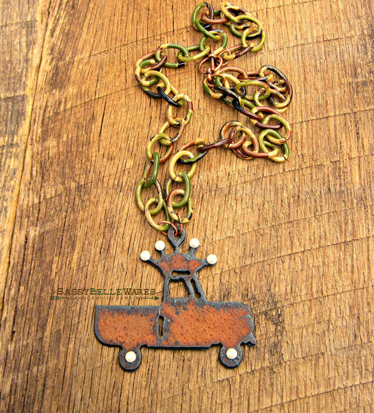 Rustic Crown Truck Camo and Pearls Necklace
