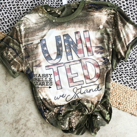 United We Stand Tee - Camo Bleached
