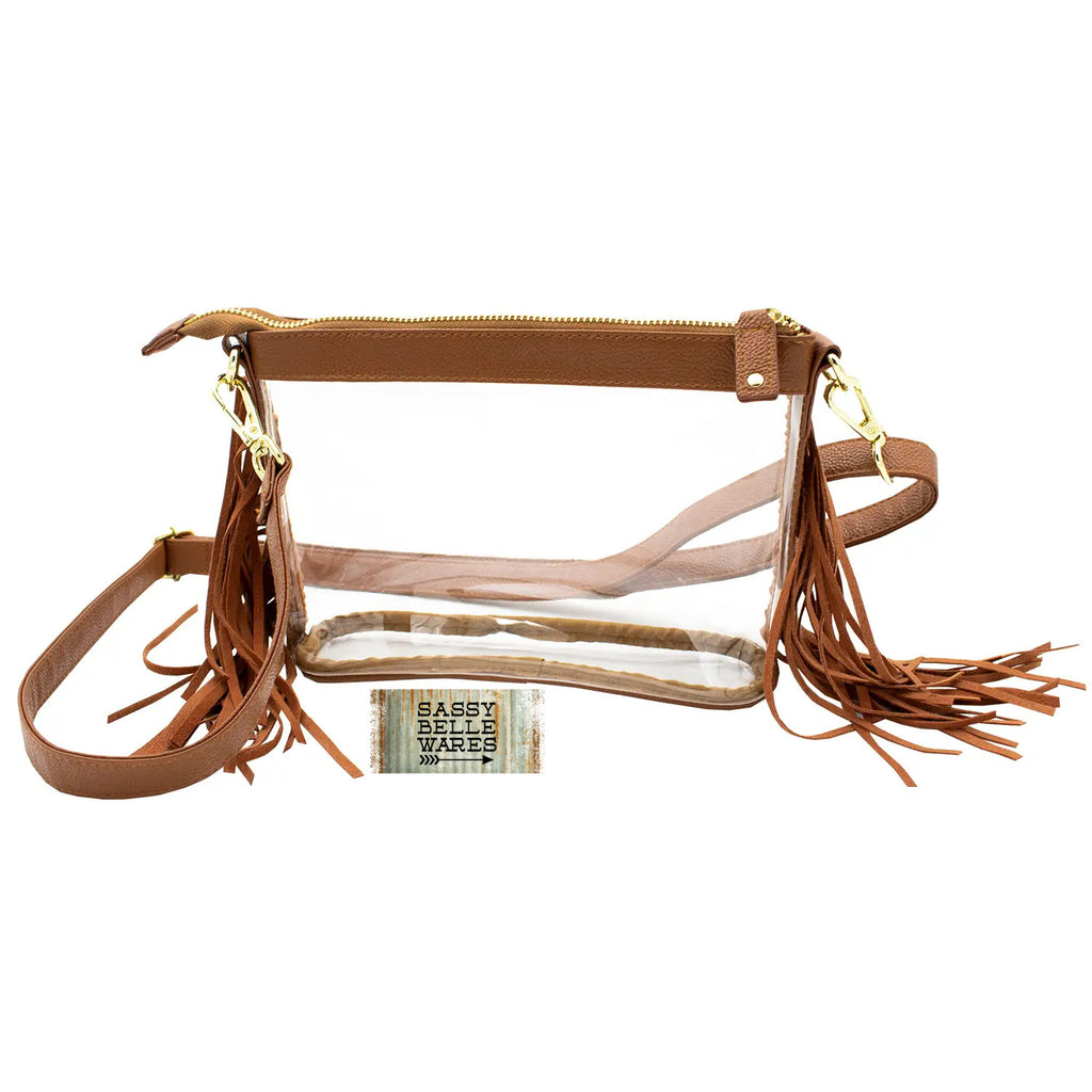 Western Clear Crossbody Fringe Bag with Coin Purse
