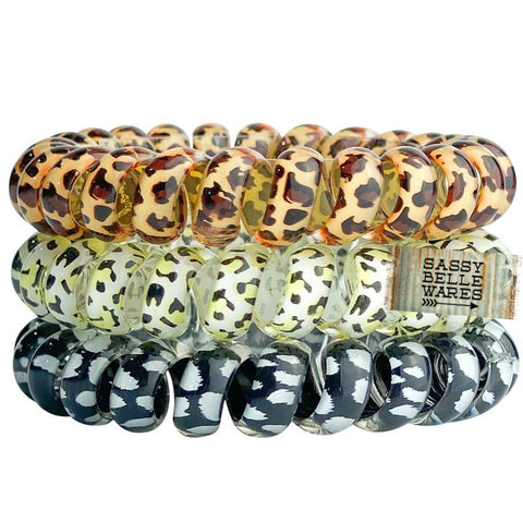 Coil Hair Ties - Set of 3 - Wild Side Leopard